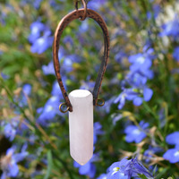 Rose Quartz Necklace, Rose Quartz Amulet, Copper Necklace, Pink Necklace, Love Stone, Spells, Pink Jewelry - Thumbnail 4