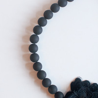 Black Felt Lace Flower Necklace NL0918 - Thumbnail 3