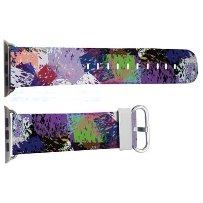 Apple watch band, genuine leather strap wrist band replacement with adapter metal clasp for apple watch 38mm 42mm all models (color painting wb03)