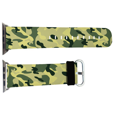 Apple watch band, genuine leather strap wrist band replacement with adapter metal clasp for apple watch 38mm 42mm all models (olive green wb05)