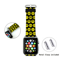 Apple Watch Band, Genuine Leather Strap Wrist Band Replacement with Adapter Metal Clasp for Apple Watch 38mm 42mm All models (Yellow Icon WB06) - Thumbnail 1