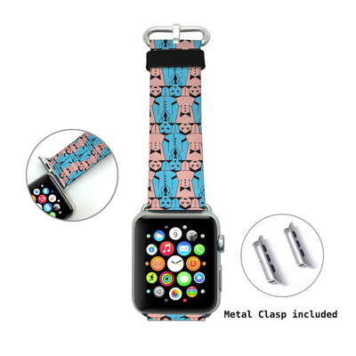 Apple Watch Band, Genuine Leather Strap Wrist Band Replacement with Adapter Metal Clasp for Apple Watch 38mm 42mm All models (Lady and Gentleman WB08)