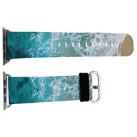 Apple Watch Band, Genuine Leather Strap Wrist Band Replacement with Adapter Metal Clasp for Apple Watch 38mm 42mm All models (Beach and Ocean WB10) - Thumbnail 1