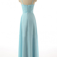 Blue bridesmaid dress, long bridesmaid dress, chiffon bridesmaid dress, cheap bridesmaid dress, dress for bridesmaid, PD15270 - Thumbnail 2