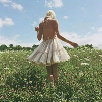 Sexy V-Neck Sleeveless White Dress  52118 - Thumbnail 3