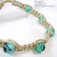Beaded Hemp Bracelets - Green Tones - Thumbnail 3
