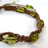 Beaded Hemp Bracelets - Green Tones - Thumbnail 1