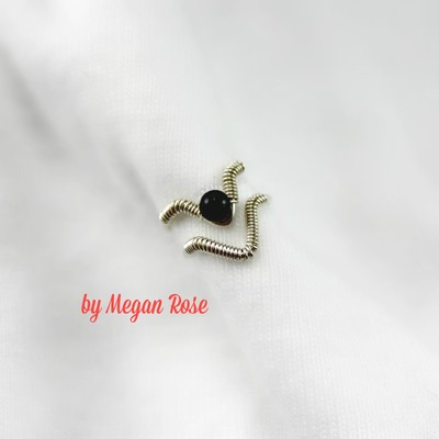 Ear cuffs with black onyx - stackable chevron set of 2