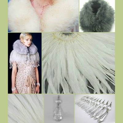 Daisy's fur collar and feather capelet, the great gatsby,  vintage 1920's style, custom - Thumbnail 2