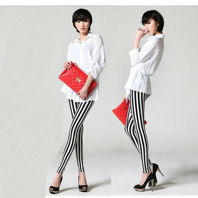 Black and White Striped Leggings
