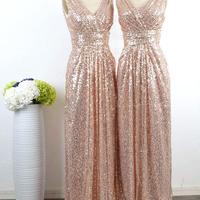 Long bridesmaid dress, mismatched bridesmaid dress, sequin bridesmaid dress, inexpensive bridesmaid dress, popular bridesmaid dress, PD15441 - Thumbnail 1