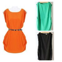 Chic Tunic Dress With Belt - Thumbnail 4