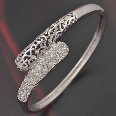 Deluxe White Gold CZ Bangle