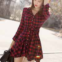 SLIM PLAID LONG-SLEEVED DRESS   01 - Thumbnail 3