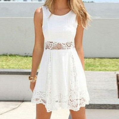 Round neck sleeveless lace dress