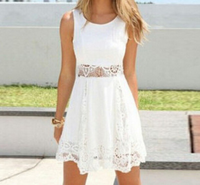 ROUND NECK SLEEVELESS LACE DRESS