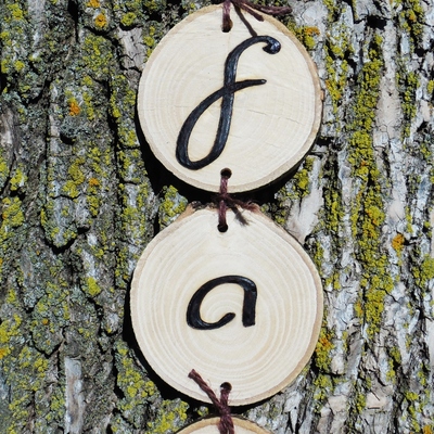 Wooden ash round hanging "family" wall decor