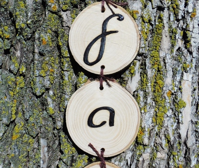 Wooden Ash Round Hanging "Family" Wall Decor
