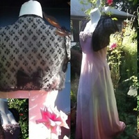 Cascading Ruffles and Roses Wedding Gown with Lace Shrug Custom Color and Size Faeryspell Creations - Thumbnail 1