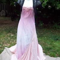 Cascading Ruffles and Roses Wedding Gown with Lace Shrug Custom Color and Size Faeryspell Creations - Thumbnail 3