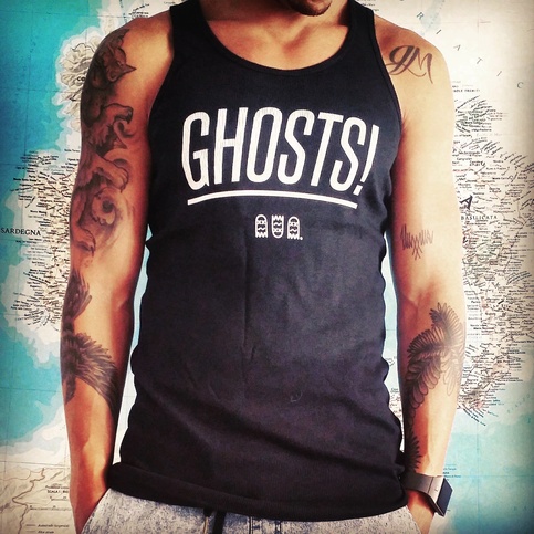 Ghosts! Ribbed Tank - White, Black & Grey