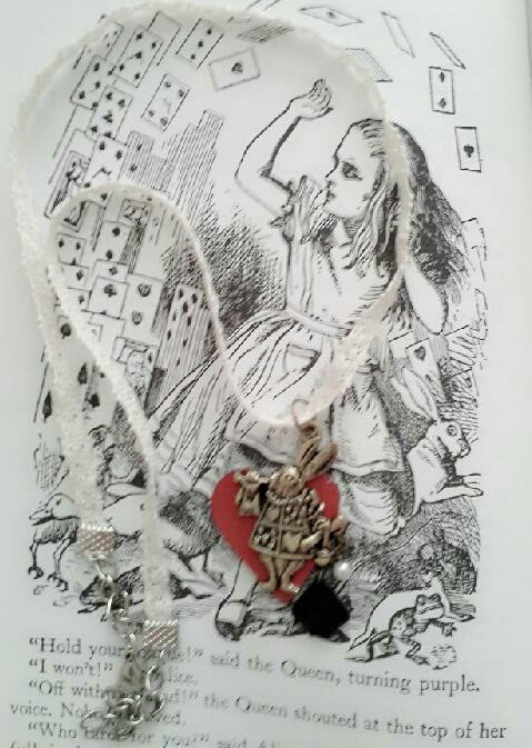 Alice in Wonderland The White Rabbit "Announcement" Necklace