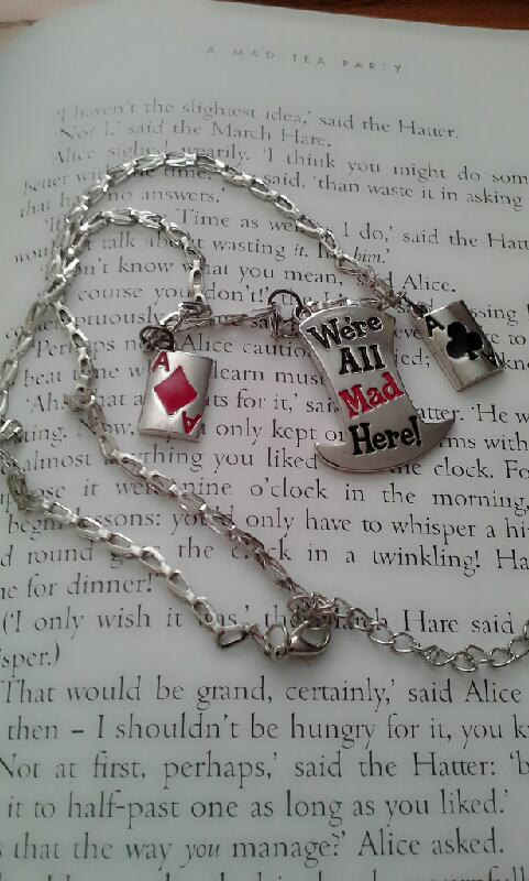 Alice in Wonderland Mad Hatter "We're All Mad Here" Chain Necklace