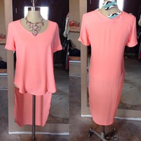 Neon Coral Hi low Blouse - S - Thumbnail 1
