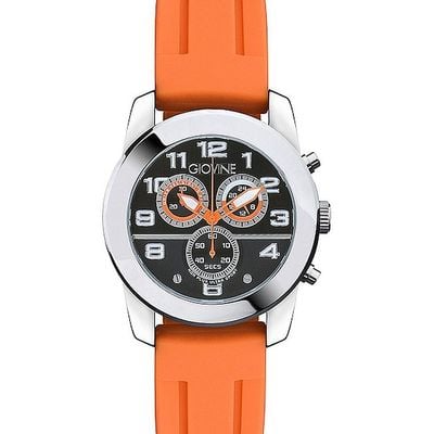 Giovine non plus ultra sport mens chronograph watch orange black s. steel nib