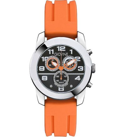 GIOVINE NON PLUS ULTRA SPORT Mens CHRONOGRAPH Watch Orange Black S. Steel NIB