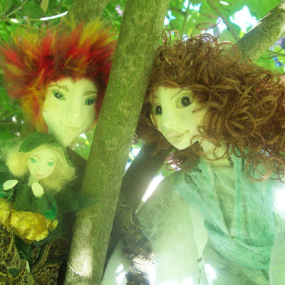 Peter, tink and wendy handcrafted ooak fairy art dolls-set of three dolls