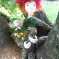 Peter, Tink and Wendy Handcrafted OOAK Fairy Art Dolls-Set of Three Dolls - Thumbnail 1