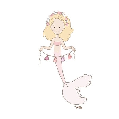 Mermaid garland print (color options)
