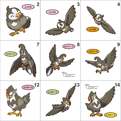 396, 397, 398 starly, staravia, staraptor pan stickers pokemon - Thumbnail 3