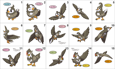 396, 397, 398 Starly, Staravia, Staraptor Pan Stickers Pokemon