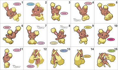 427, 428 Buneary, Lopunny Pan Stickers Pokemon