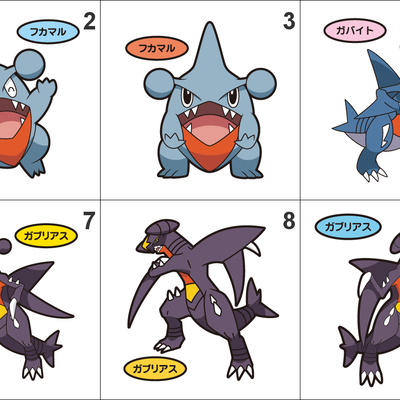 443, 444, 445 gible, gabite, garchomp pan stickers pokemon - Thumbnail 3