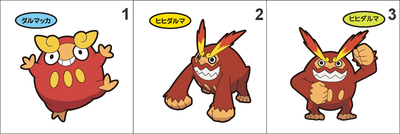 554, 555 Darumaka, Darmanitan Pan Stickers Pokemon