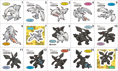 643, 644 Reshiram, Zekrom Pan Stickers Pokemon