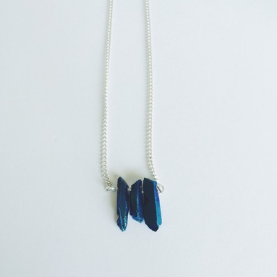 Dainty aura quartz necklace