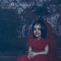 Child Size Beetlejuice Red Wedding Gown-Costume-Lydia Deetz--Tim Burton-Custom - Thumbnail 3