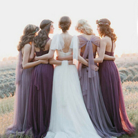 Long bridesmaid dress, tulle bridesmaid dress, convertible bridesmaid dress, elegant bridesmaid dress, popular bridesmaid dress, PD15437 - Thumbnail 2
