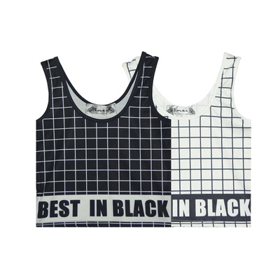 BEST IN BLACK GRID CROP TOP