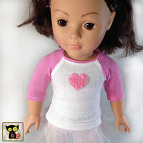 3/4 Raglan Sleeve Baseball Shirt with Hearts for 18 Inch Dolls  itty.bitty dolls