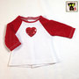3/4 Raglan Sleeve Baseball Shirt with Hearts for 18 Inch Dolls  itty.bitty dolls-1