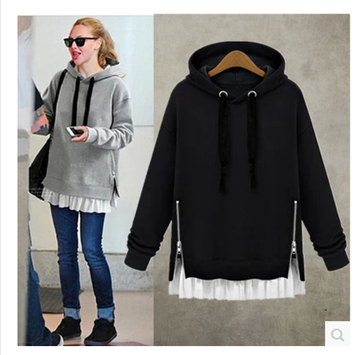 Loose large size long-sleeved hooded sweater coat  111205