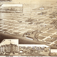 Aberdeen, South Dakota in 1883 - Bird's Eye View, Aerial Panorama, Vintage, Antique Map, Reproduction, Giclée, Fine Art, Wall Art, History - Thumbnail 1