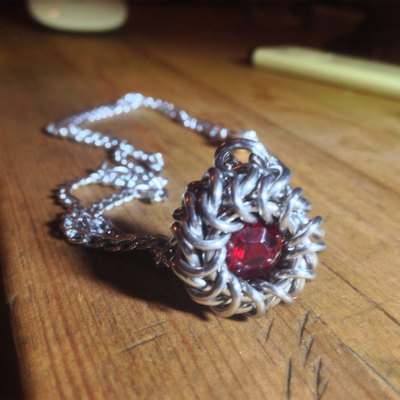 Jelly donut - crystal/gemstone chainmaille pendant