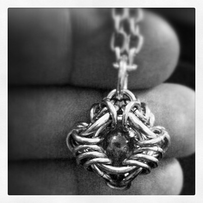 Captive marble chainmaille pendant