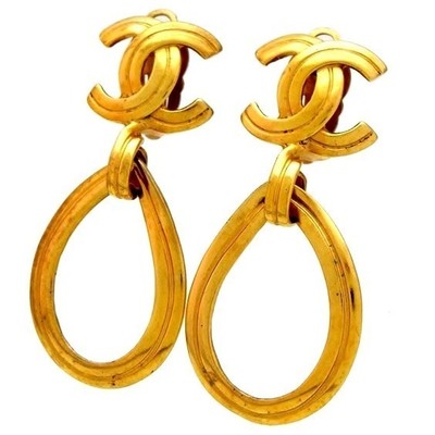 Vintage chanel logo earrings